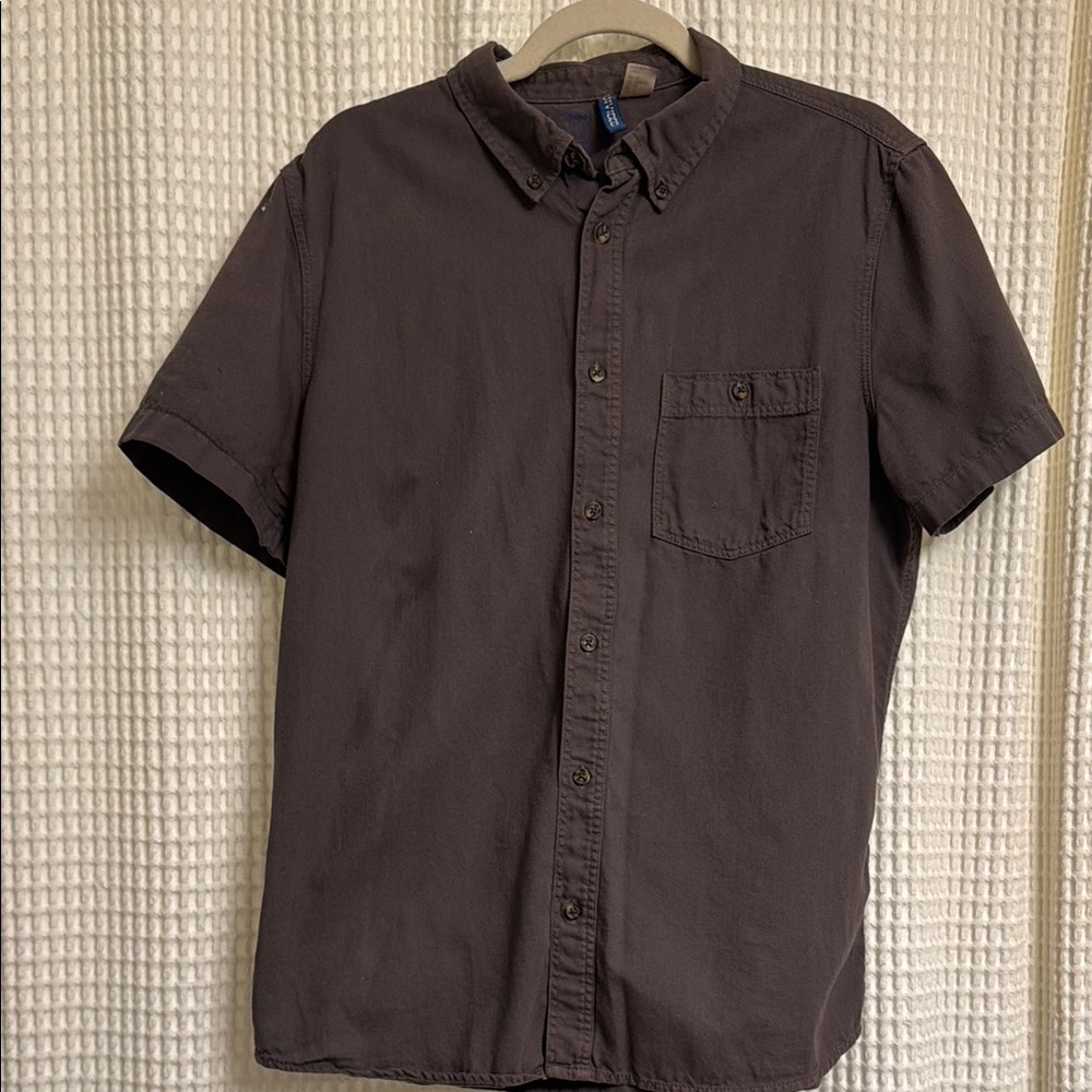 H&M Brown Casual Button Down Shirt Relaxed Fit